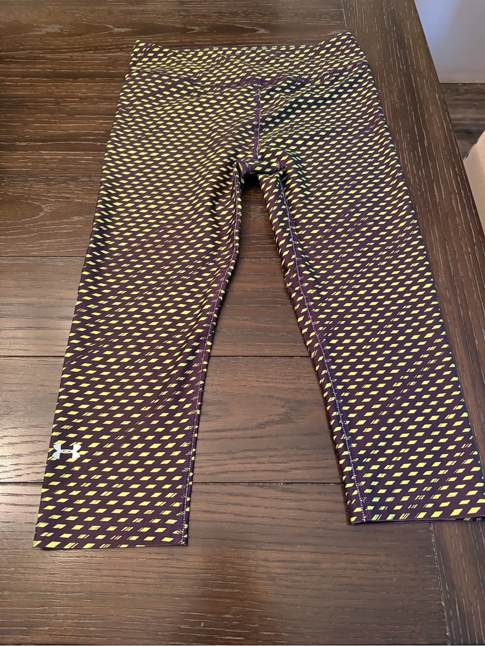 Under Armour Purple and Yellow Patterned Girls' Athletic Leggings